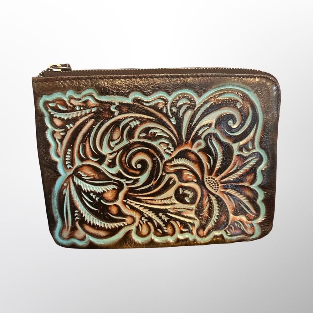 Patricia Nash tooled Leather wristlet/pouch